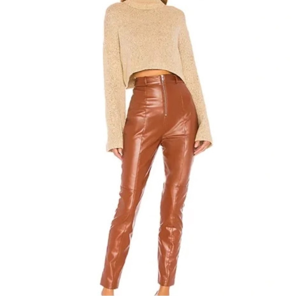 Lovers and Friends Georgie  Faux Leather Pants in Chestnut Brown Size XS